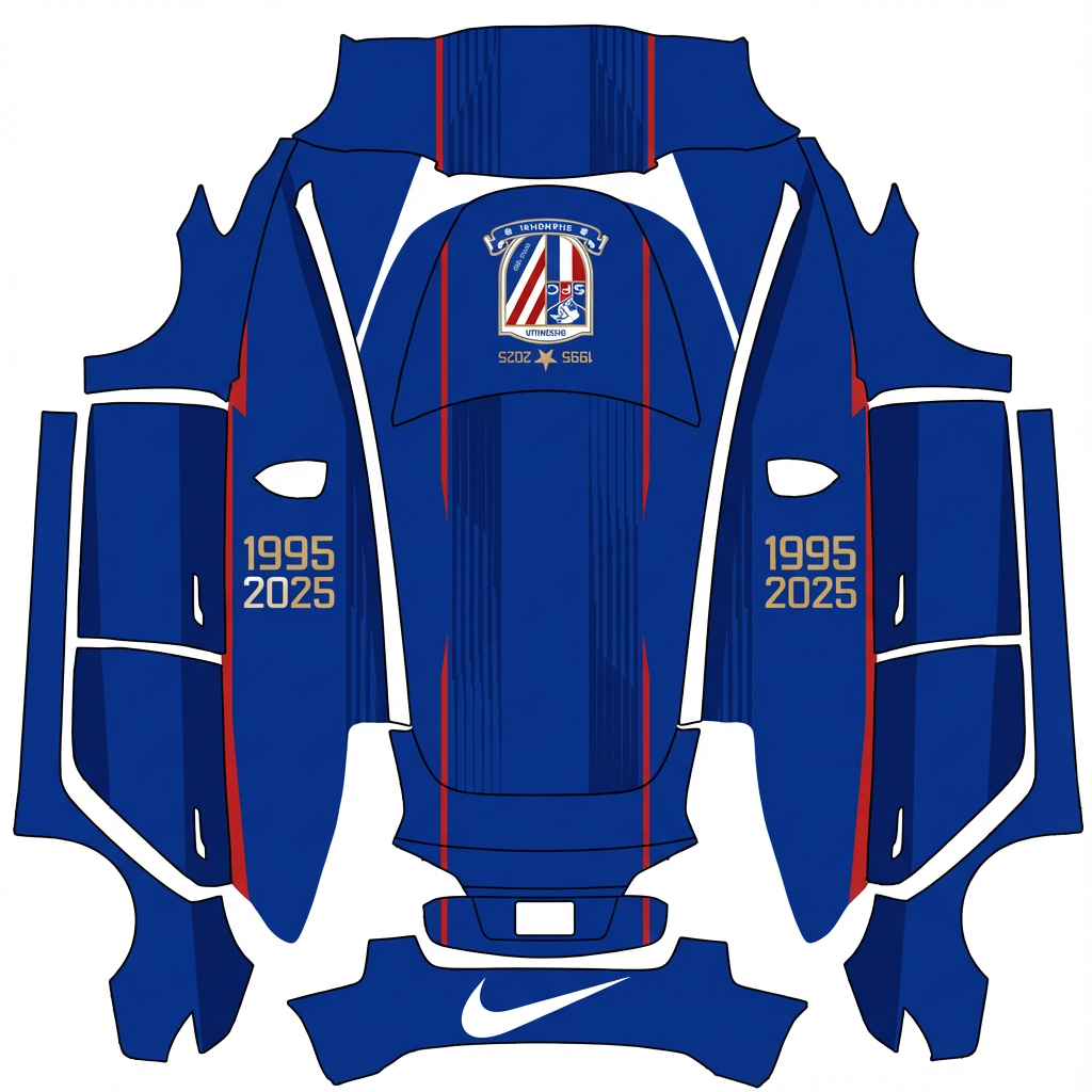 AI Design - 参照这个图片，nike标志放车尾，牌照上方，1995到202