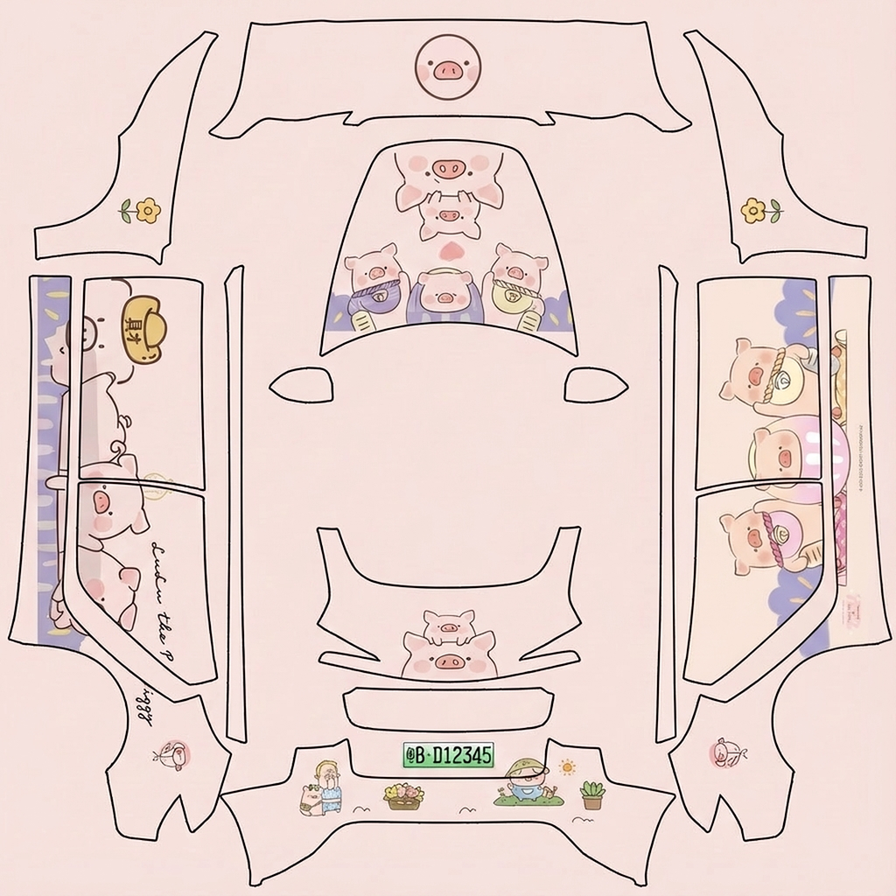 AI Design - 将图中的lu lu涂鸦画到模版中