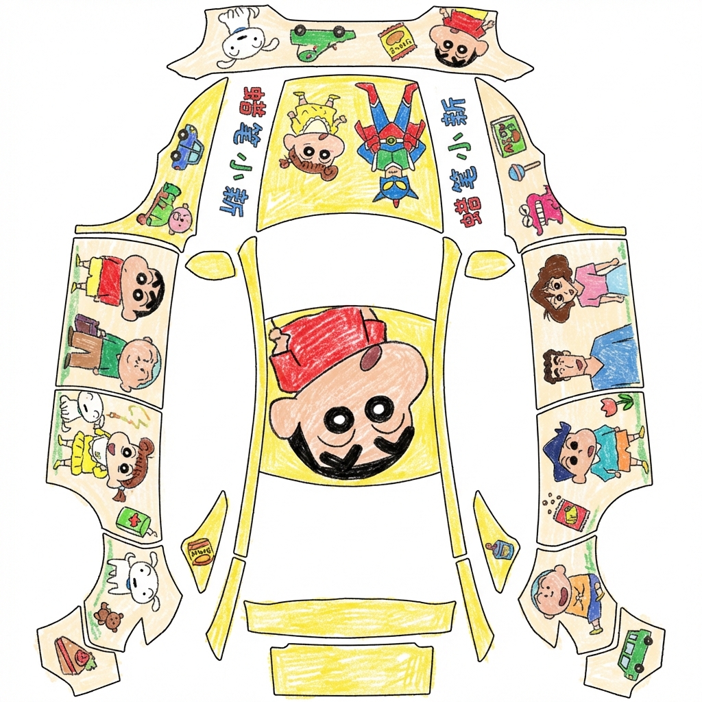 AI Design - 蜡笔小心，手绘风格。