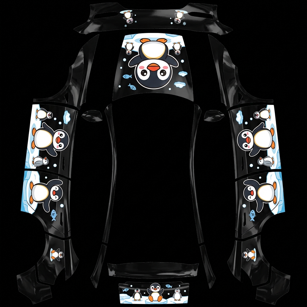 AI Design - 我要底色是亮黑色。然后要超级可爱的pin gu