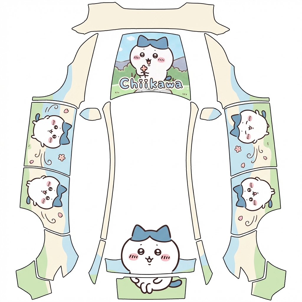 AI Design - 里面有6张图，都是chiikawa 小八的照片，车头需要一个
