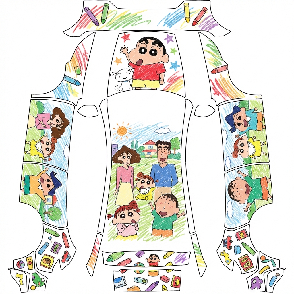 AI Design - 蜡笔小新，手绘风格。