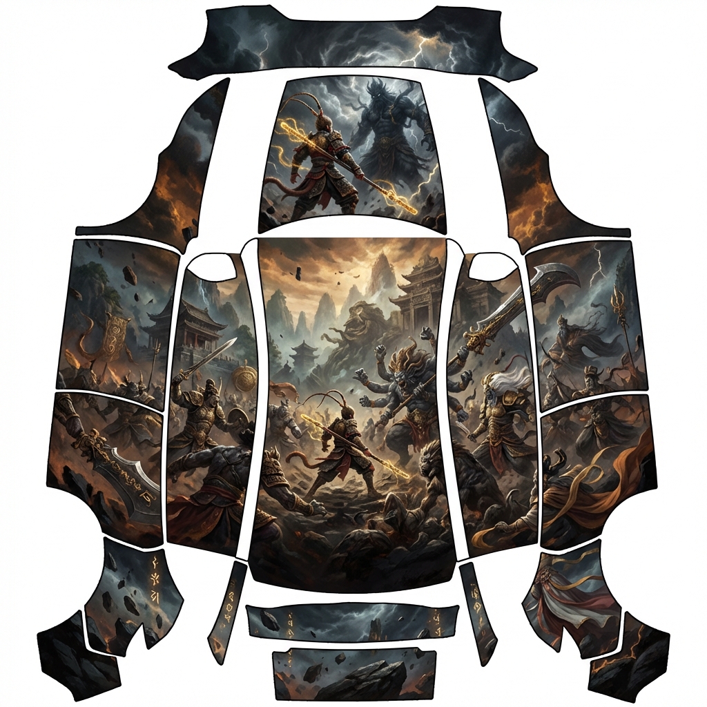 AI Design - 黑神话悟空，独自对战众神的背景图片