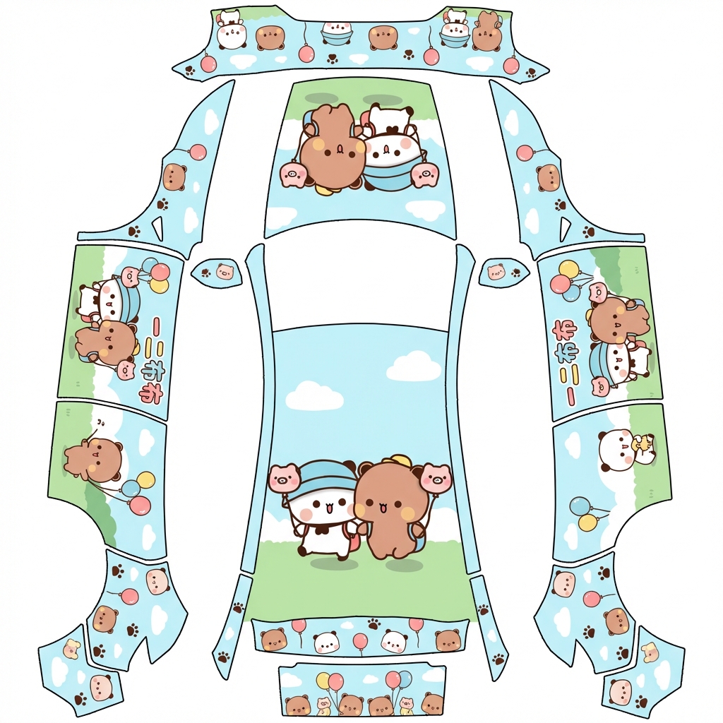 AI Design - 一二布布为主题，越可爱越好，生成痛车皮肤