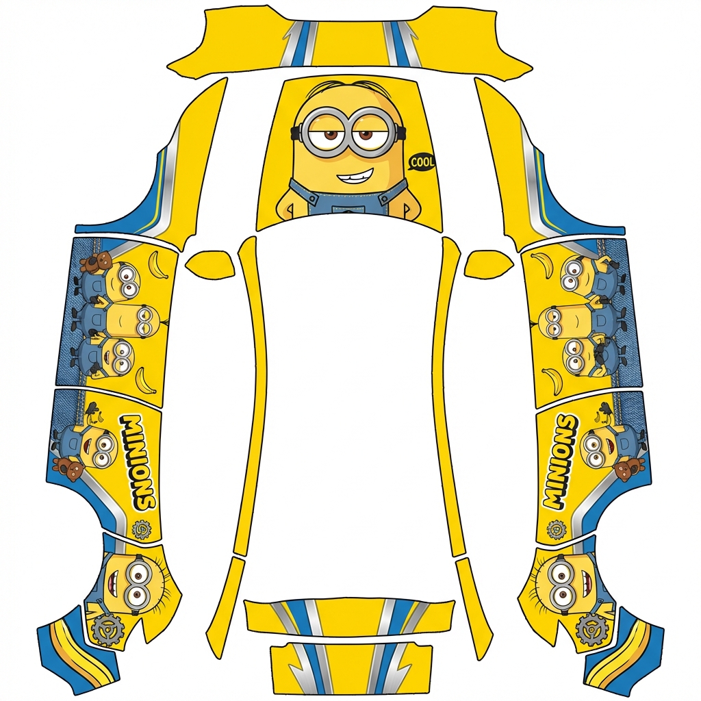 AI Design - 用这张图结合小黄人Minions设计一个车贴，要体现出可爱、