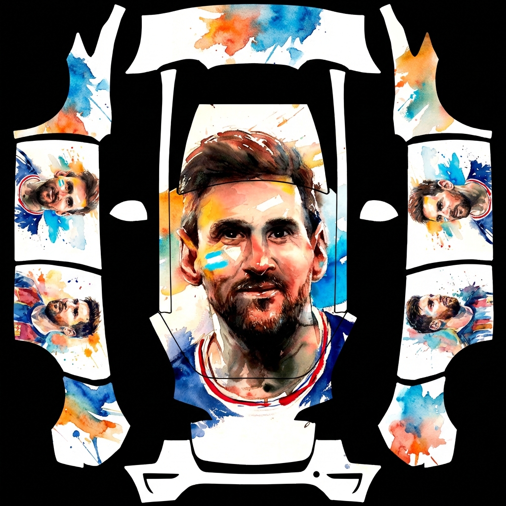 AI Design - 不要只用这一张，其他特别是两侧区域用梅西其他图片生成