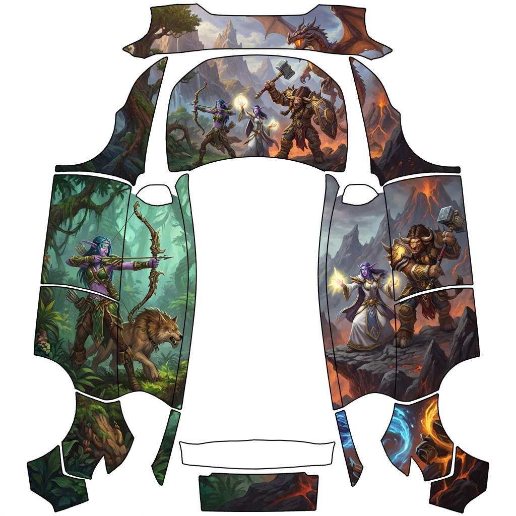 AI Design - 游戏魔兽世界里的巨龙群岛，有暗夜精灵猎人，暗夜精灵牧师和牛头