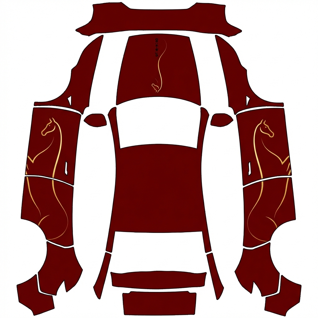 AI Design - 参考这个图片，绘制马年春节主题，全车颜色都涂上参考图片颜色。