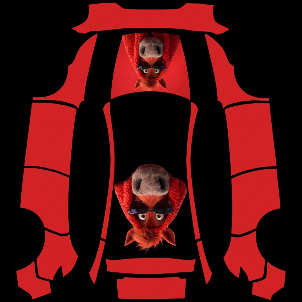 AI Design - 参考图片，在车引擎盖绘制参考图的马头，除此之外，整个车身涂上