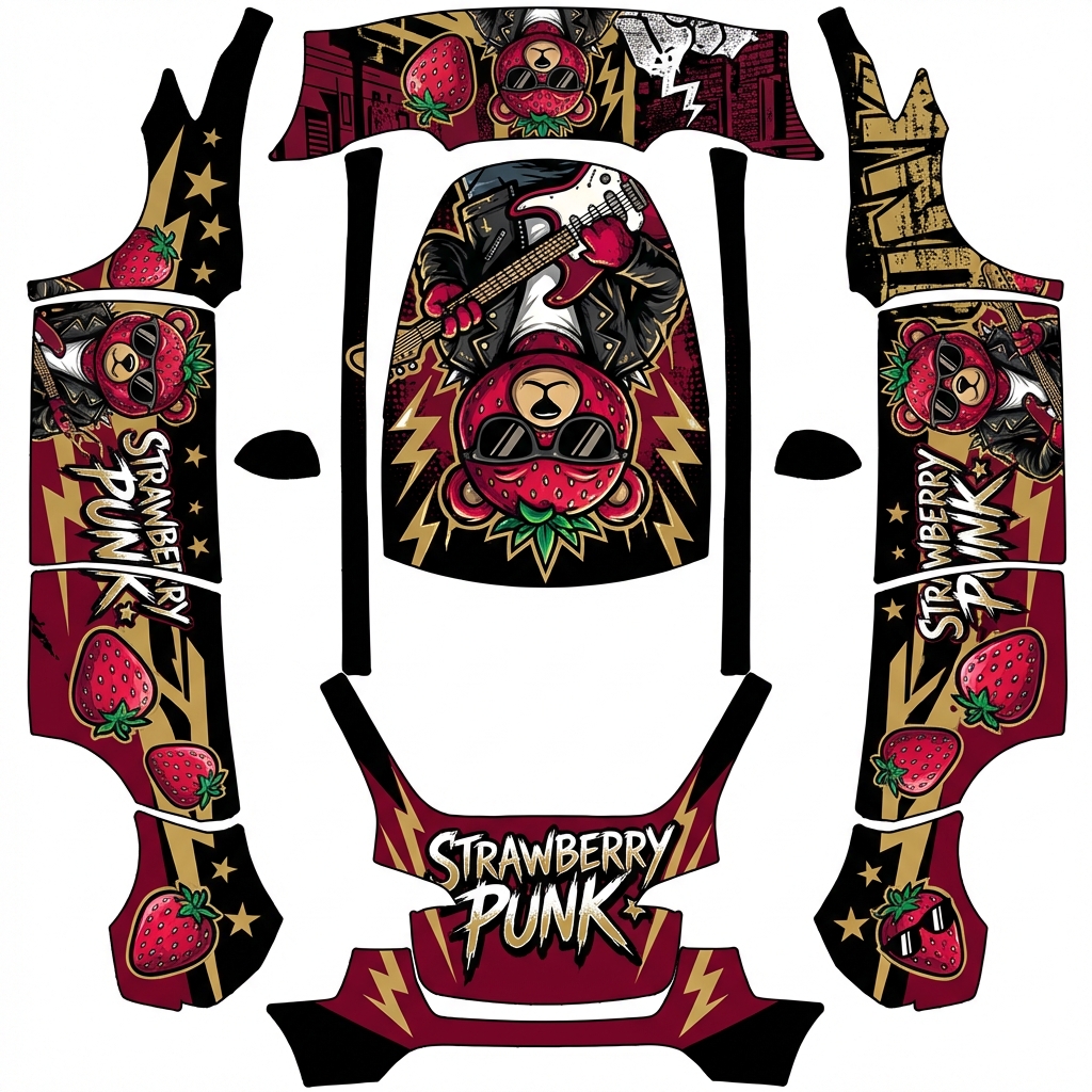 AI Design - 草莓熊酷酷的风格