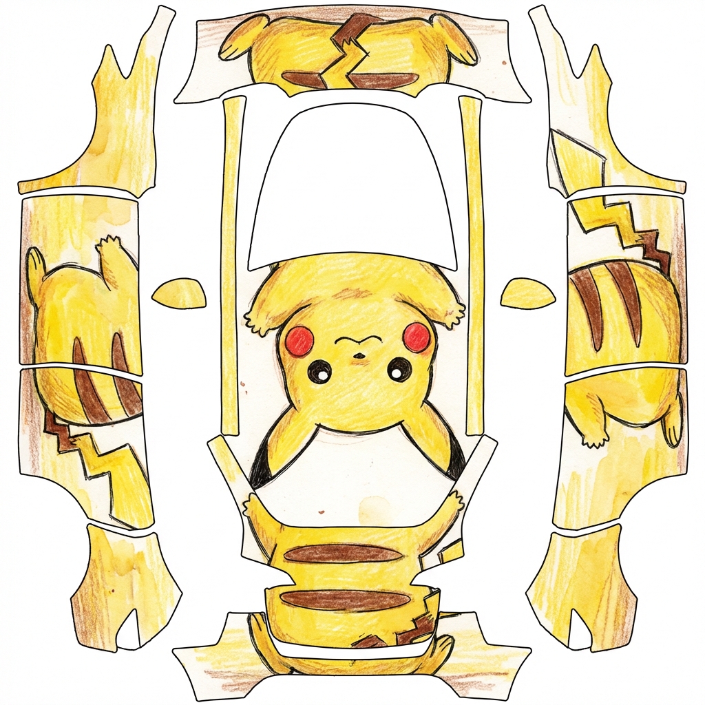 AI Design - 卡通黄色皮卡丘;手绘风格