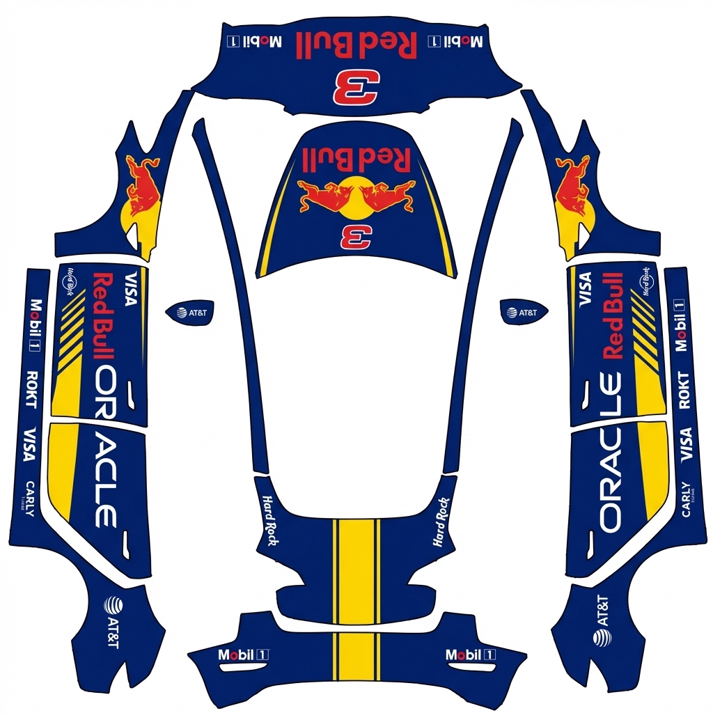 AI Design - 参考这张红牛f1的rb22赛车，做一个红牛车队f1赛车皮肤，