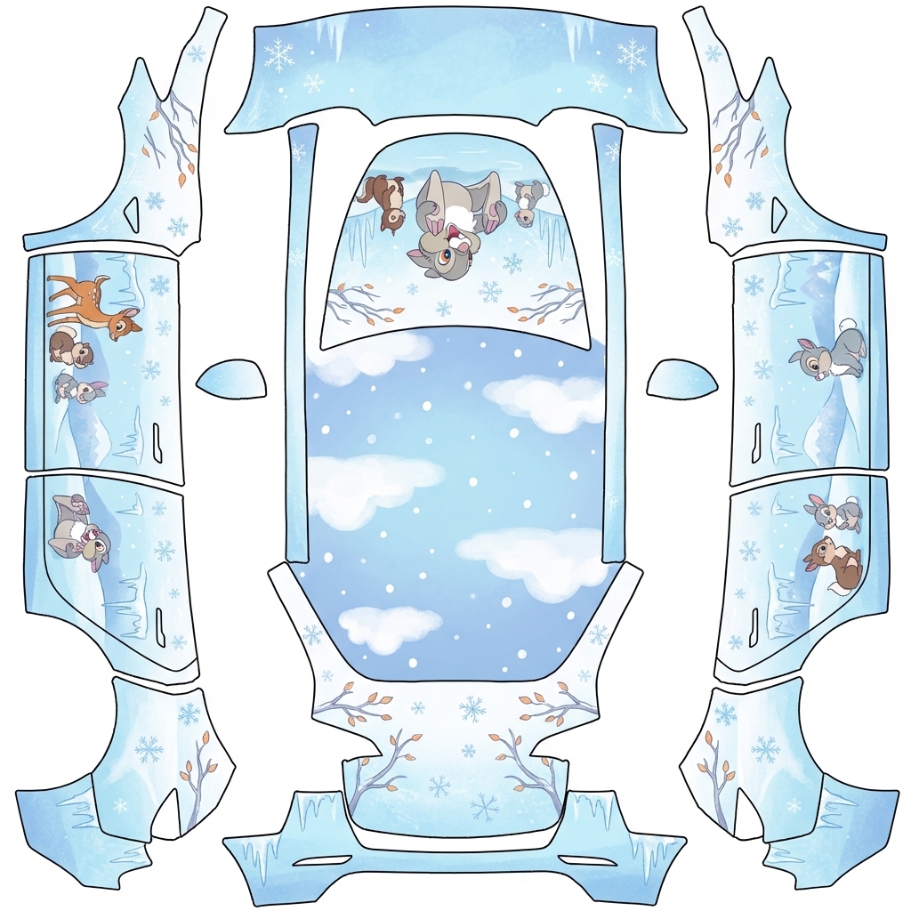 AI Design - 可爱卡通风格，淡蓝色