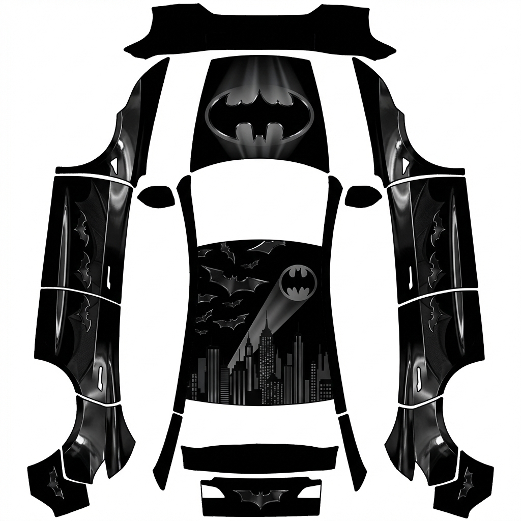 AI Design - 以蝙蝠侠为主题，不用蝙蝠侠人物，主要用蝙蝠侠的元素为主，黑色