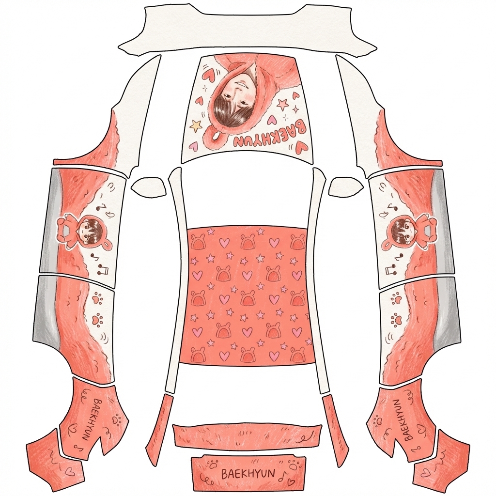 AI Design - 想要一个伯贤痛车，手绘风格，我提供几张图片