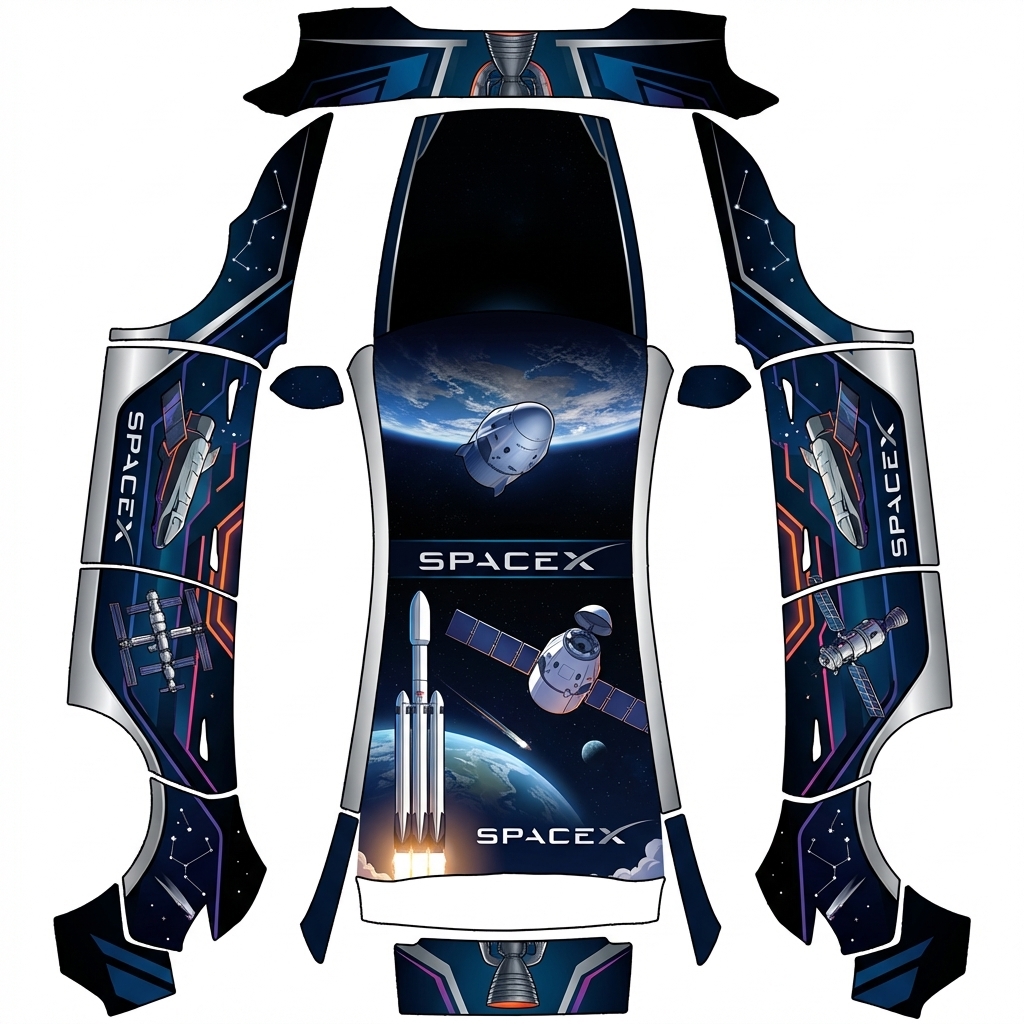 AI Design - 主题是SPACEX，元素有火箭，飞船都可以，带有科幻色彩和未