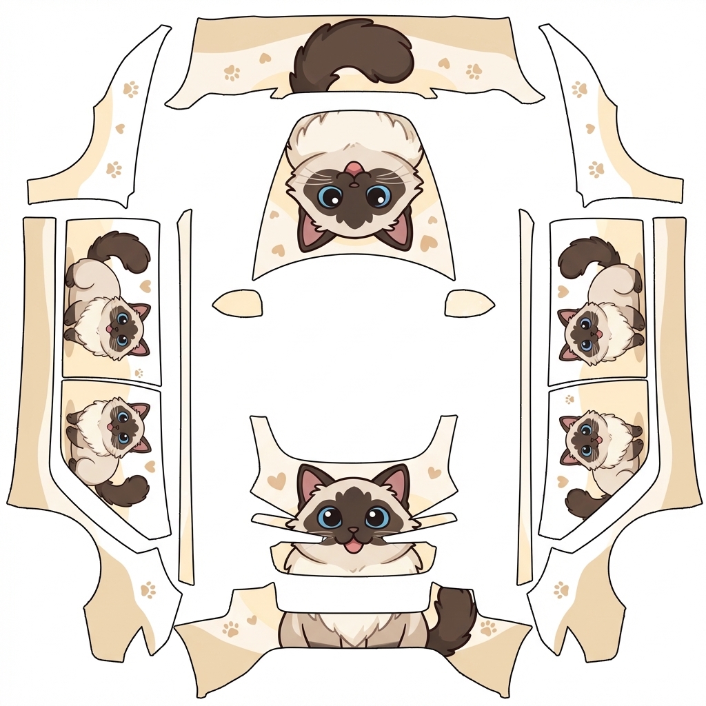 AI Design - 可爱一点 重点色布偶 卡通的