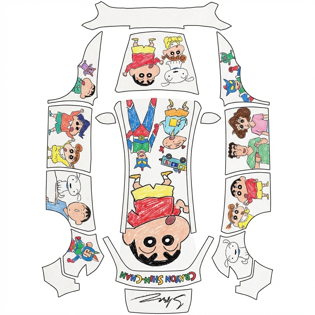 AI Design - 蜡笔小新主题，手绘风格，偏白色背景主题