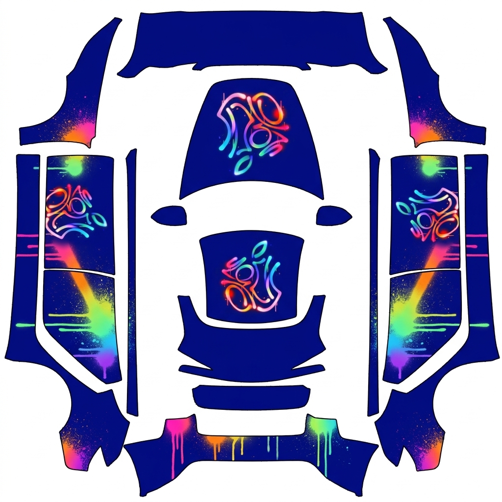 AI Design - Apple logo 深蓝的底色，不要铺满整个车，logo尽