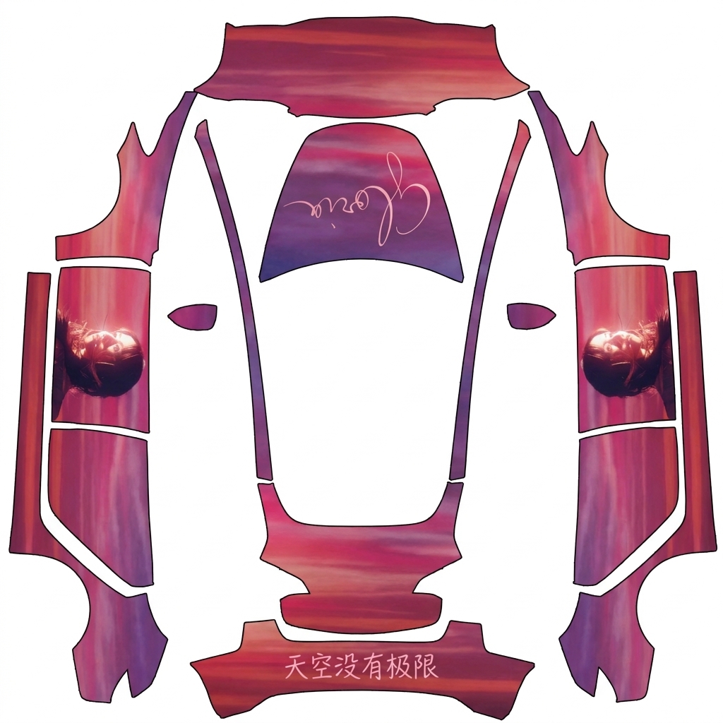 AI Design - 图片人物头像在左右两侧 车头为图片中gloria字体 车位用