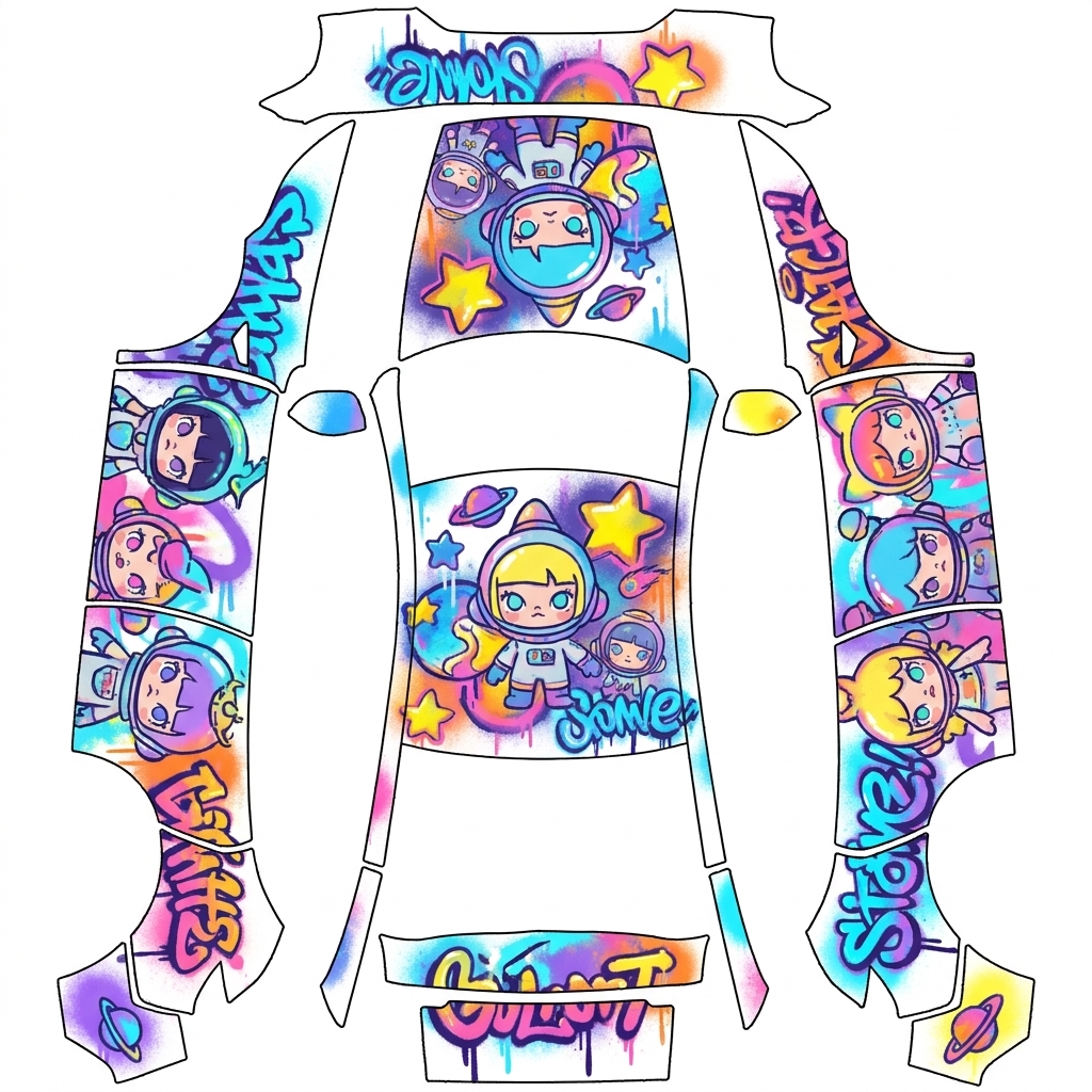AI Design - 泡泡玛特星星人涂鸦风格