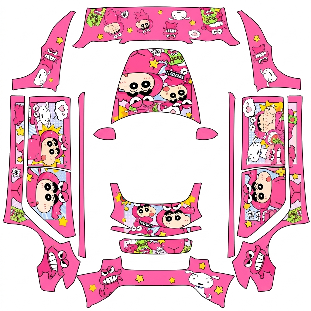 AI Design - 粉色作为底色 人物分布车身及车头