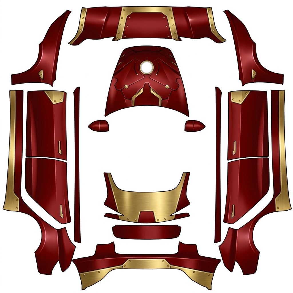 AI Design - 仿照钢铁侠mk3风格，金属红与金黄色搭配，适合男性使用