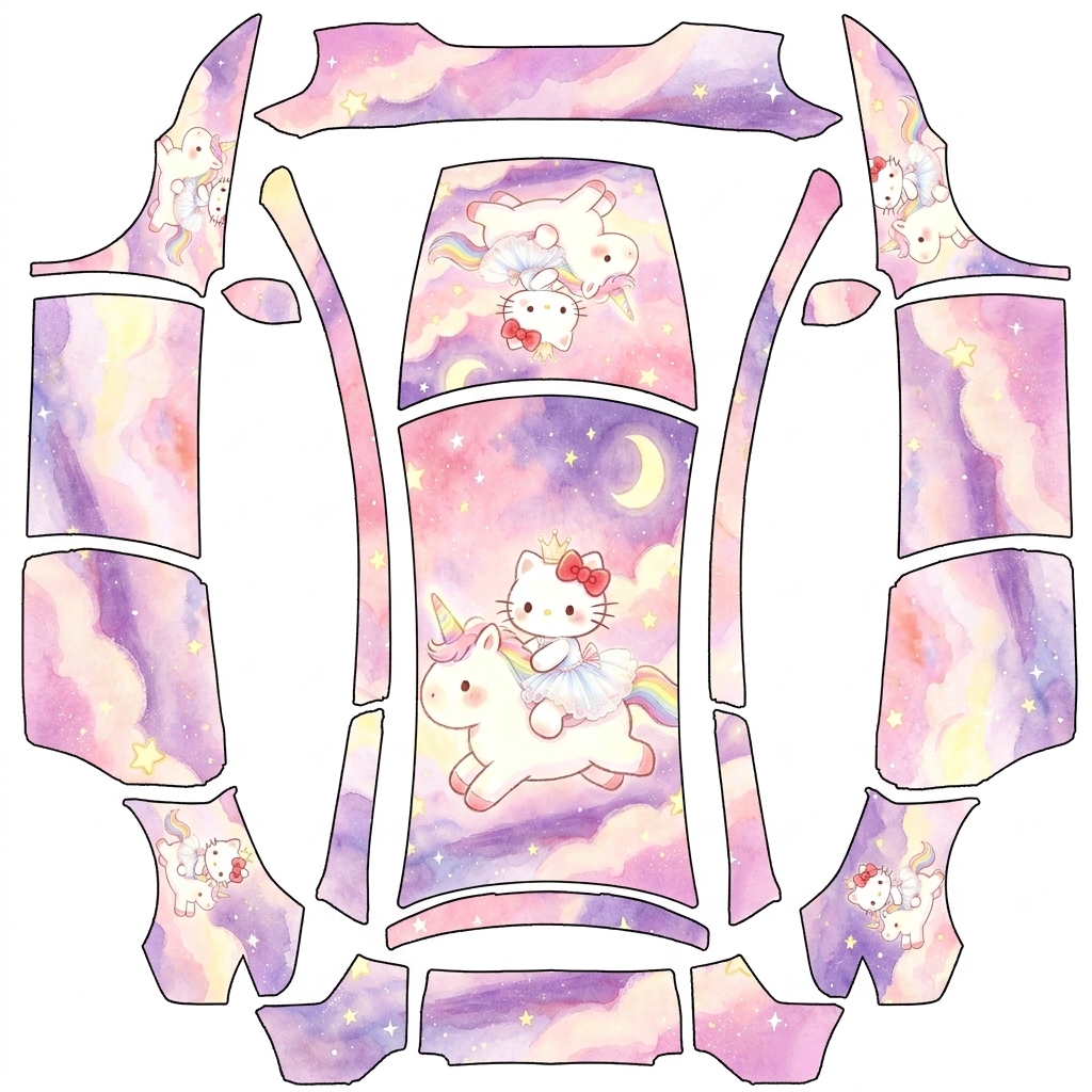 AI Design - 骑独角兽的hellokitty  梦幻 少女 