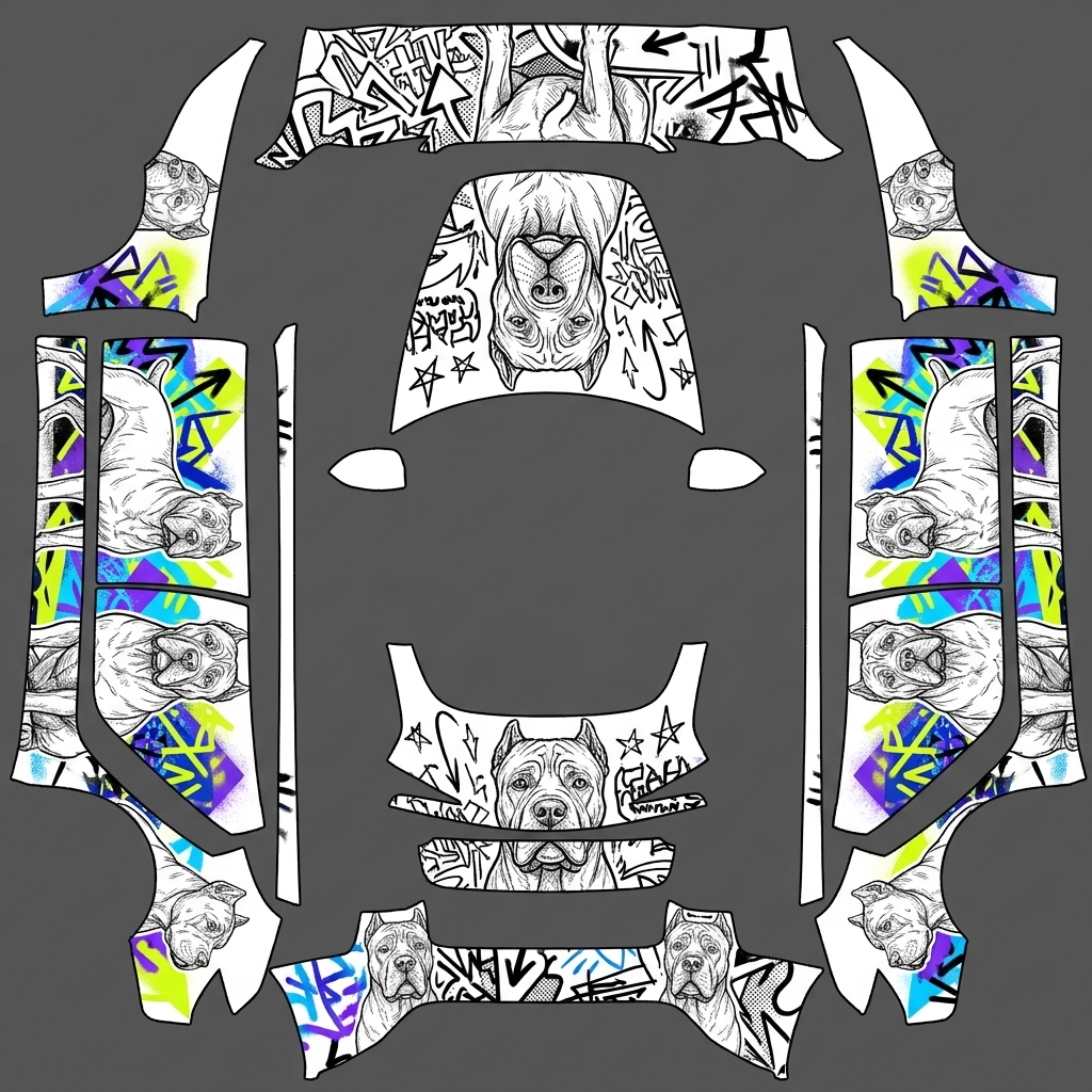 AI Design - 生成卡斯罗犬简笔画复杂一些的带潮流感