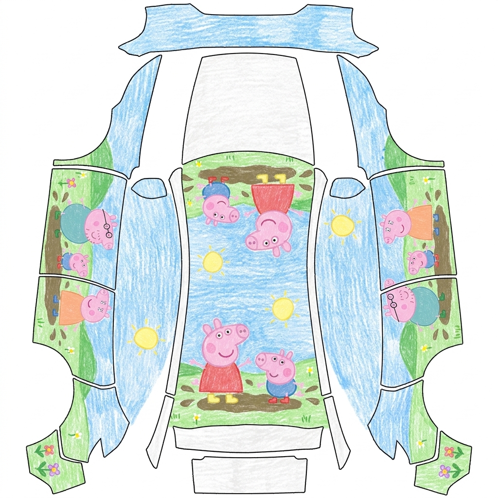 AI Design - 生成peppa pig的皮肤，配色要和谐自然，中间顶棚位置不