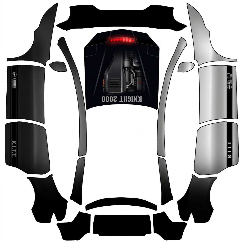 AI Design - 霹雳游侠风格，要有呼吸灯，引擎盖细节要一样，车身颜色从黑色渐