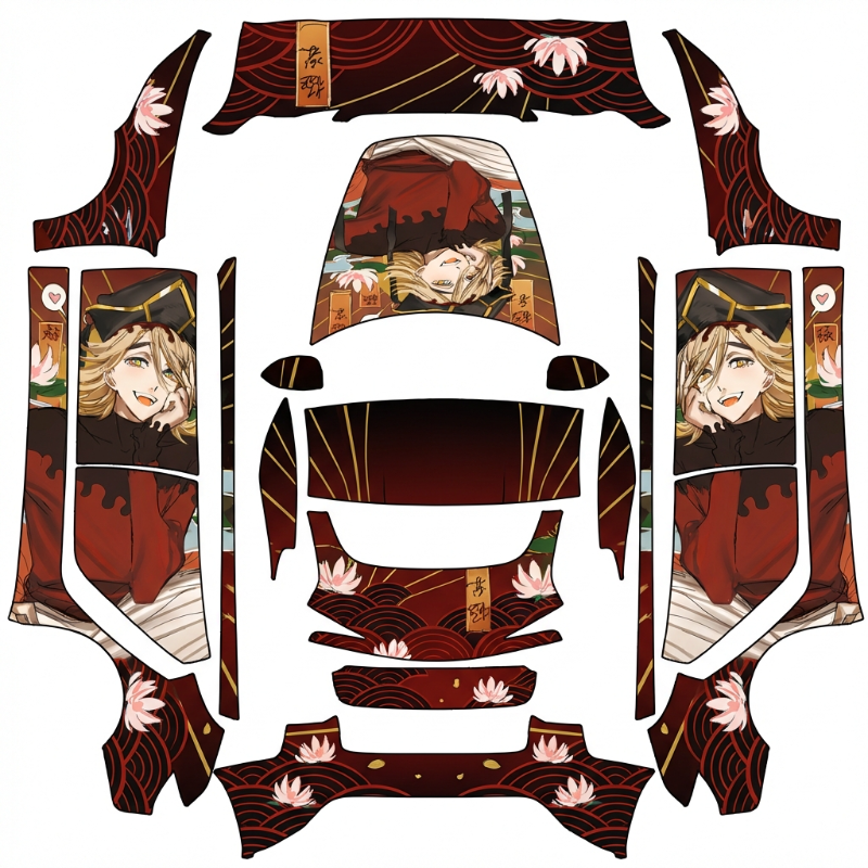 AI Design - 制作一个童磨痛车，车门和机箱盖都要有童磨的立绘